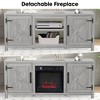 Parrot Uncle 58 in. Freestanding Media Console Electric Fireplace TV Stand in Light Gray - 3 of 4