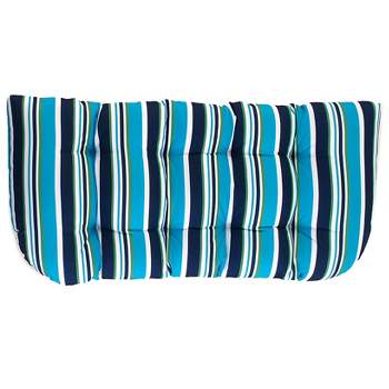 The Lakeside Collection Striped Outdoor Cushion Collection - Blue Stripe Wicker Settee