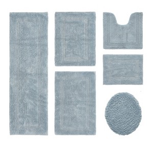 Lux Premium 100% Cotton Tufted Solid Reversible 6 PC Bath Rug Set – Ultra-Soft, Water-Absorbent, Durable, Machine Washable Bathroom Rug - 1 of 4