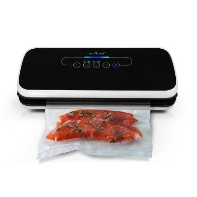 NutriChef PKVS18BK Kitchen Countertop Automatic Vacuum Sealer Preserver Machine with 5 Medium and 1 Extra-Long Reusable Bags, Black