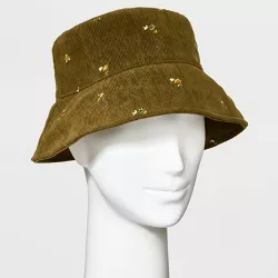 Women's Embroidered Corduroy Bucket Hat - Universal Thread™
