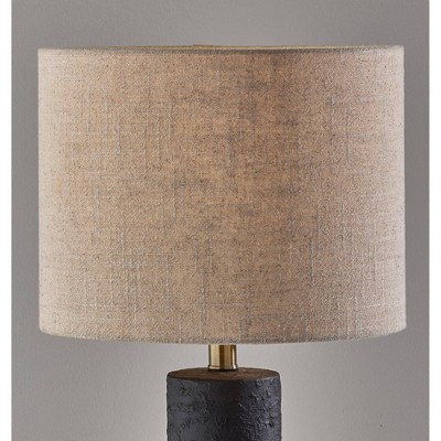 Noelle Black Textured Ceramic Table Lamp with Light Brown Shade
