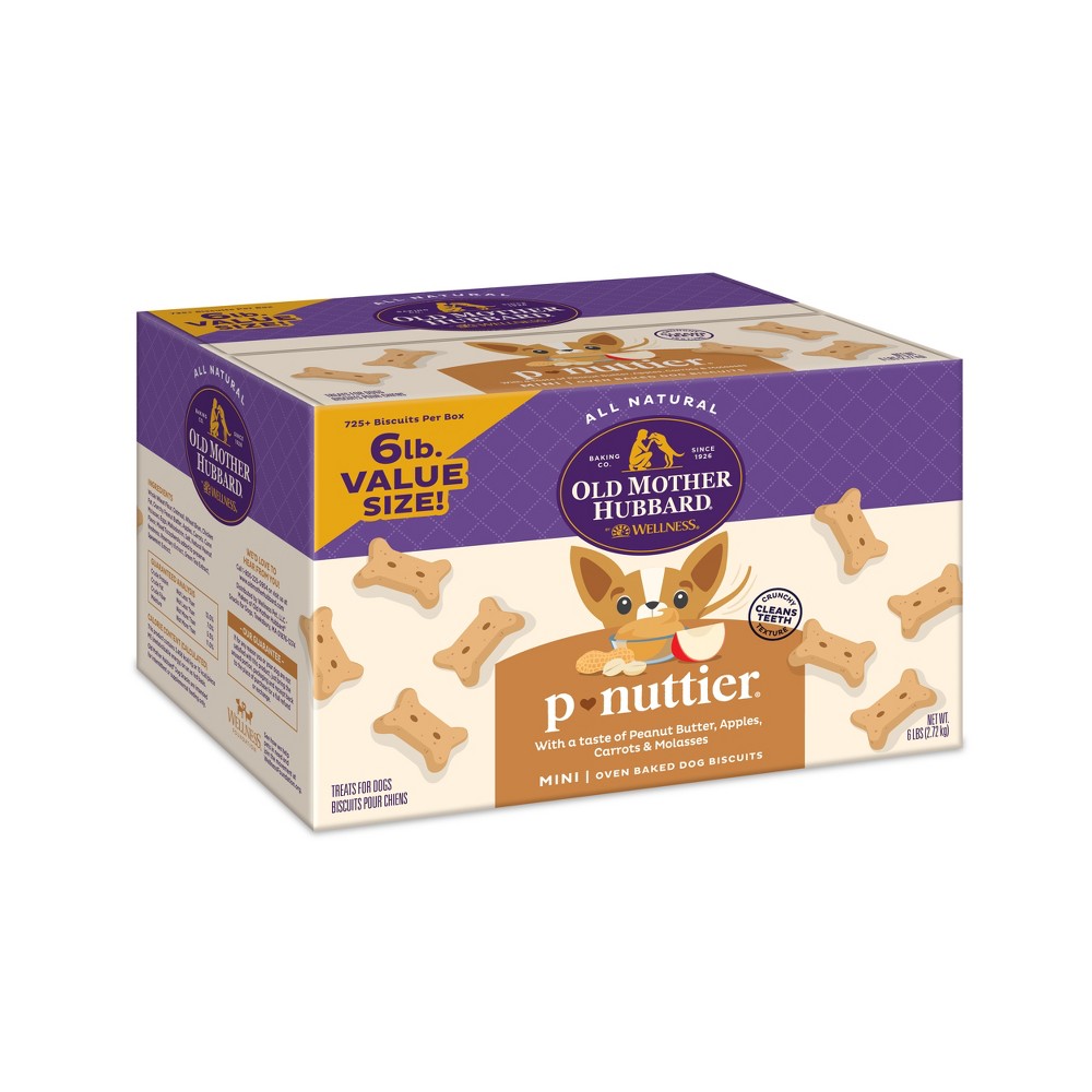 Old Mother Hubbard by Wellness Classic Crunchy P-Nuttier Biscuits Mini Oven Baked with Carrot, Apple and Peanut Butter Flavor Dog Treats