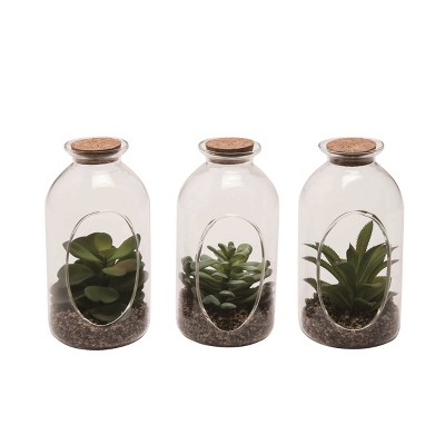Transpac Top Faux Succulent Bottle Set of 3 Spring Home Decorations