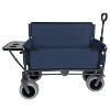 3-in-1 Folding Wagon with Bench Seat & Rear-Mounted Folding Tabletop – 500lbs Capacity, 9"x4" Beach Tires for Camping, Orange - 4 of 4
