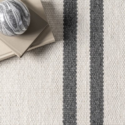Macon Ivory Stripe 6' x 9' Handmade Wool Area Rug