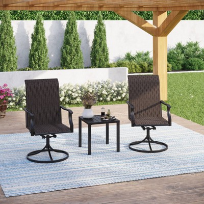 Patio Conversation Set with 360 Wicker Swivel Chairs & Coffee Table - Captiva