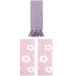 REGALWOVEN 3 Packs Solid and Floral Soft Absorbent Cotton Hand Towels Bathroom 14" x 30" - 1 of 4