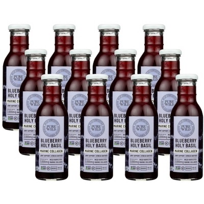 PureWild Co. Blueberry Holy Basil Marine Collagen Beverage - Case of 12/12 oz