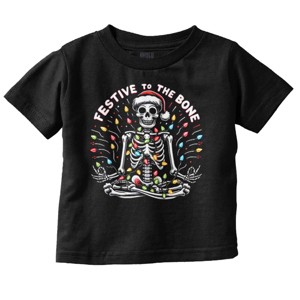 Xmas Skeleton Festive To The Bone Toddler Baby Graphic T Shirt Brisco Brands - 1 of 4