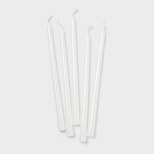 45ct 5.5" Hanukkah Menorah Wax Candles Pearlized White - Spritz™ - 1 of 3