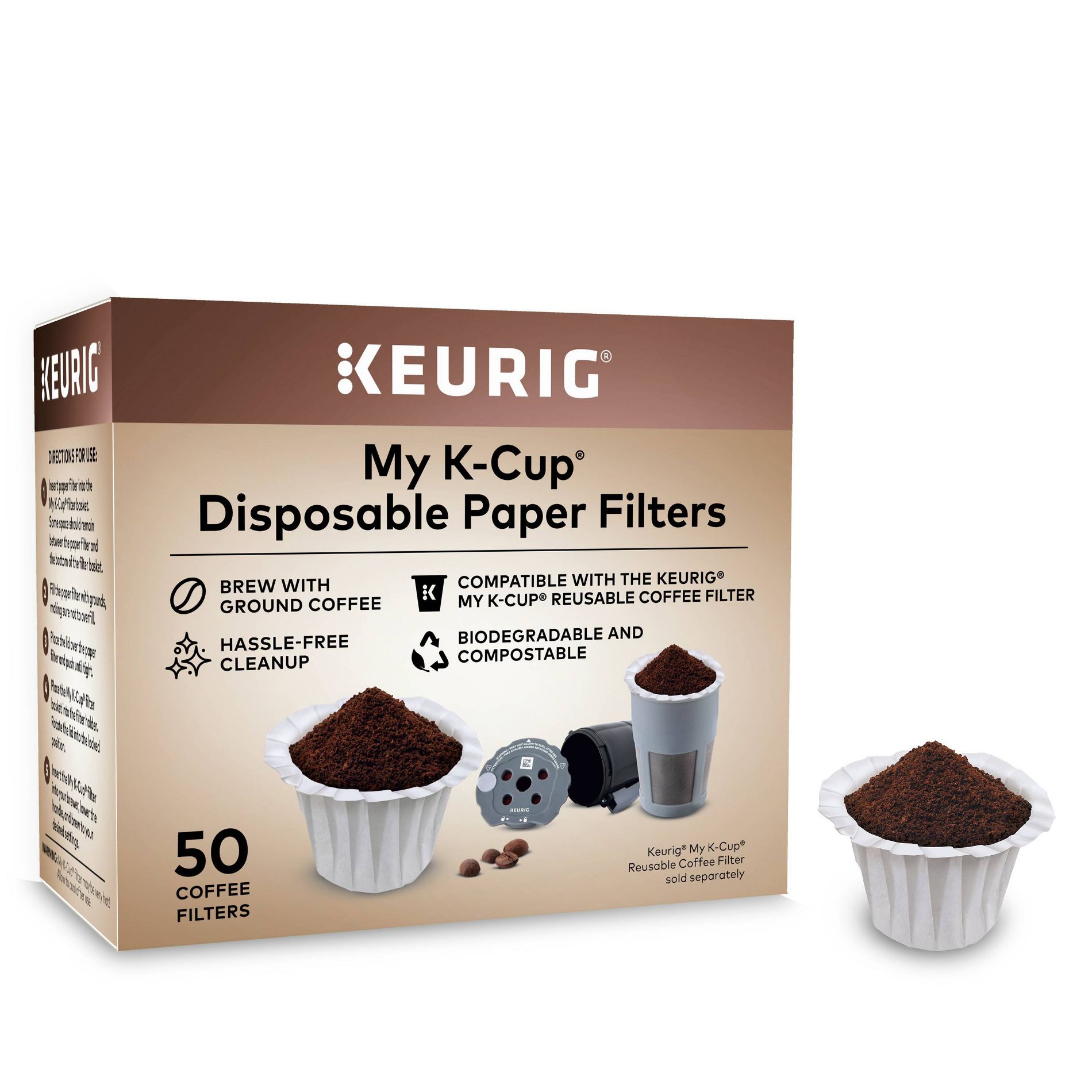 Keurig 50pk Paper Disposable Coffee Filters White