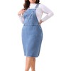 Agnes Orinda Women's Plus Size Overall Distressed Racerback with Pockets Denim Jumpers Dress - 2 of 4