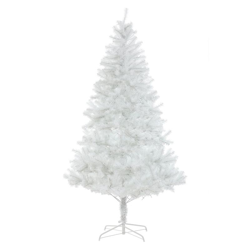 LuxenHome 7' Pre-Lit LED Artificial White Full Fir Christmas Tree, 2 of 8