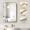FURNIinspire Full Length Mirrors Rectangular Makeup Mirror Bathroom Vanity Mirror Wall Mounted Mirror for Entryway, Gold, 30"*40" - 3 of 4