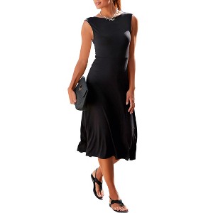 Women's V-Back Lace Accent Dress - LASCANA - 1 of 4