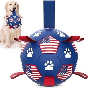 Nocciola Stars & Stripes Soccer Ball with Straps Interactive Dog Toy, Large (8 Inch) - 1 of 1