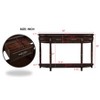 TiramisuBest 52" Retro Curved Half-Moon Console Table,Navy Blue Sofa Table with Open Shelf, Solid Wood Entry Table for Living or Hallway - 4 of 4