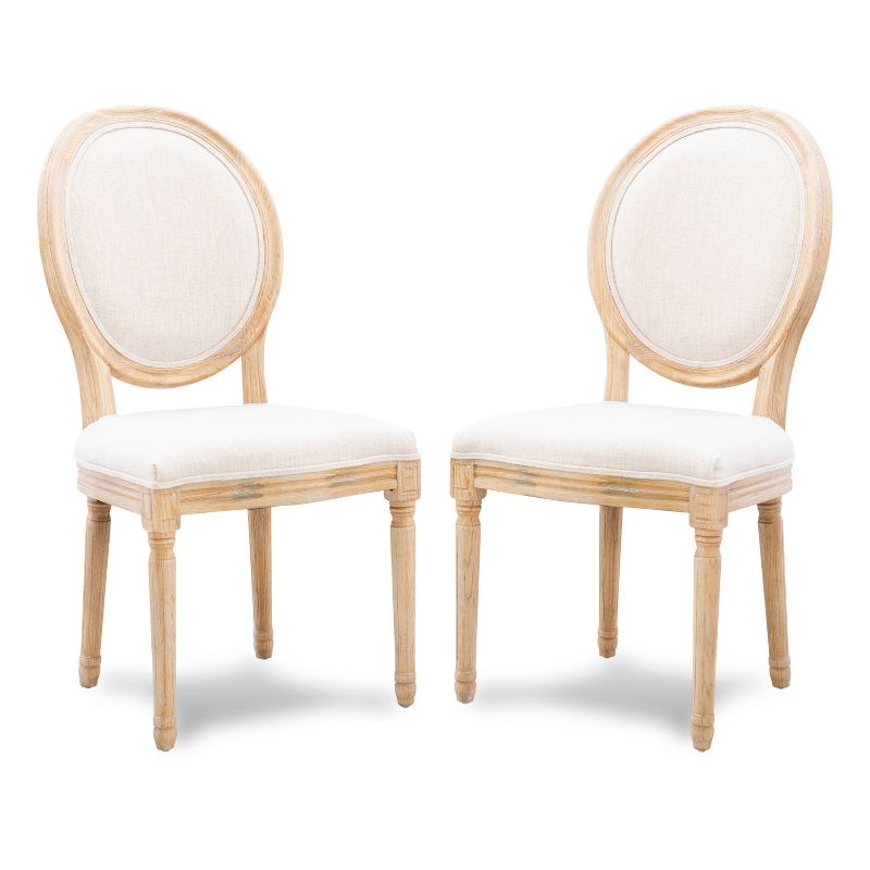 Set of 2 Manchester Upholstered Oval Back Chairs Natural - Linon, 1 of 9