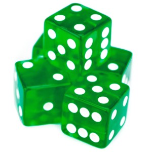 Slickblue Set of 5 Green Translucent Dice – 16mm with Engraved White Pips for Games & Crafts - 1 of 3
