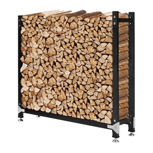 Unique Bargains Outdoor Durable Metal Adjustable Firewood Rack 48"D x 12"W x 46"H Black 1 Pc - 1 of 4