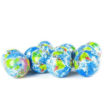 Neliblu Globe Squeeze Stress Balls Earth Ball Stress Relief Toys Therapeutic Educational Balls, 12-Pack