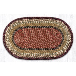 Earth Rugs Burgundy & Mustard Oval Braided Rug – Handcrafted Jute, Rustic Farmhouse Style Rug for Entryway or Kitchen - 1 of 4