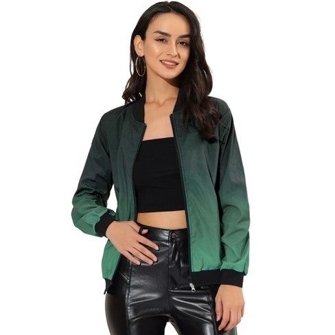 Allegra K Women's Casual Lightweight Zip-up Bomber Jacket With Pockets :  Target