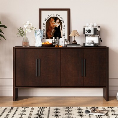4-Door Large Vintage Storage Sideboard With Adjustable Shelves And Long Handles