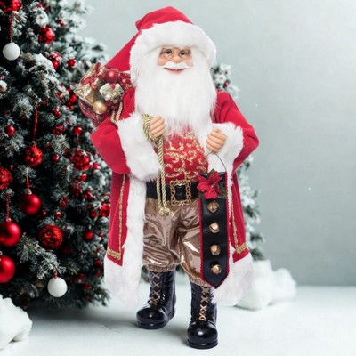 Season's Designs 18" Red And Green Santa With Gift Bag An
