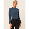 INSPIRE CHIC Women's Elegant Long Sleeve Ruffle Tie Neck Business Work Top - 3 of 4