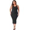 Agnes Orinda Women's Plus Size V Neck Sleeveless Ribbed Knit Back Slit Midi Cami Bodycon Sweater Dresses - 3 of 4