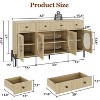 62" Modern Buffet Cabinet with Storage, 3 Drawers & 4 Fluted Glass Doors, Wooden Sideboard Console Table for Kitchen, Dining Room, Coffee Bar - 2 of 4