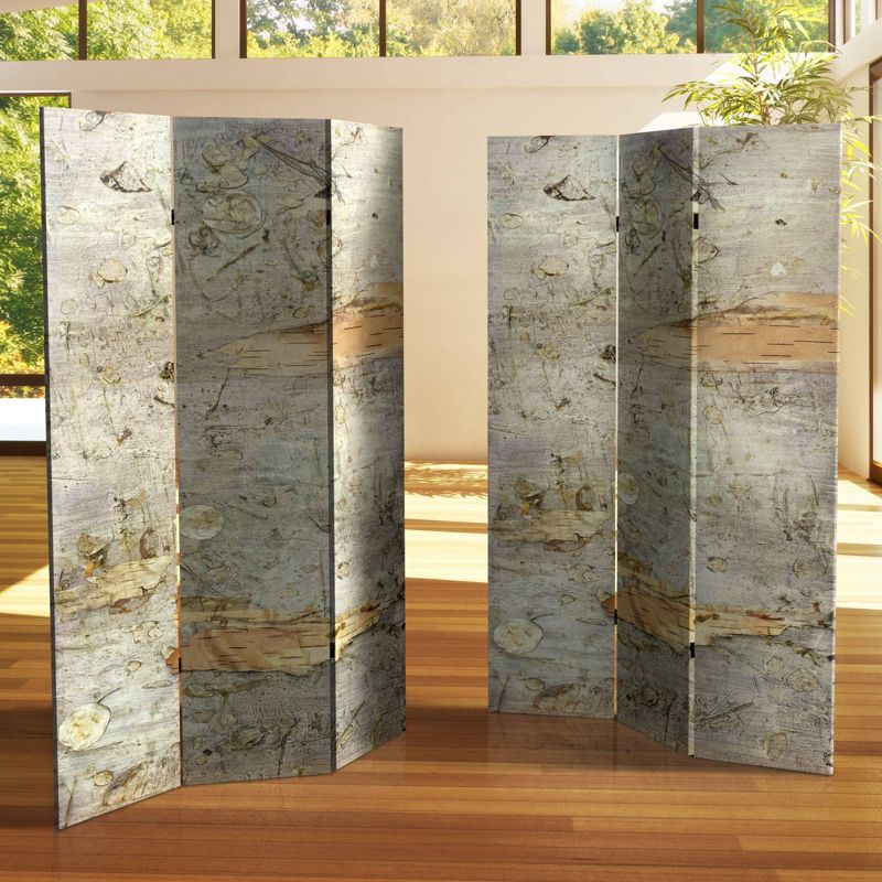 6&#34; Double Sided Pale Forest Canvas Room Divider Gray - Oriental Furniture, 3 of 5