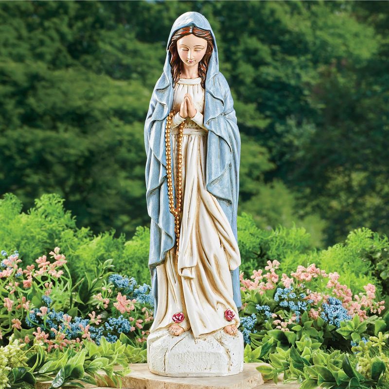 Collections Etc Hand-Painted Virgin Mary Beautiful Garden Statue 4 X 3.5 X 14.25 Blue, 2 of 3