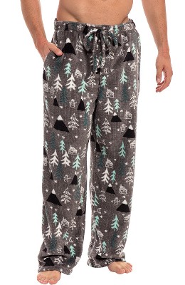 ADR Men's Plush Fleece Pajama Pants with Pockets, Lounge Bottoms Winter  Wonderland Large