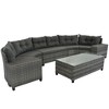 Sapphtopaz Patio Furniture Set Wicker Sectional Outdoor Chairs with Acacia Wood Legs, Glass Coffee Table for Garden, Backyard, Terrace - 2 of 4