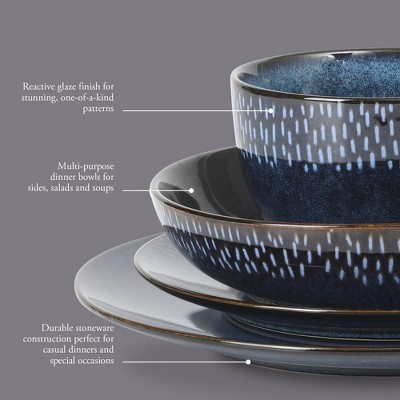 Green Ceramic 16-Piece Round Dinnerware Set, Service for 4