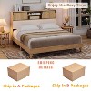Rattan Bed Frame Full with Shelves, Boho Full Bed Frame with Shelf Headboard Sliding Door, Solid Wood Foundation with Silent Slats, No Box Spring - 3 of 4