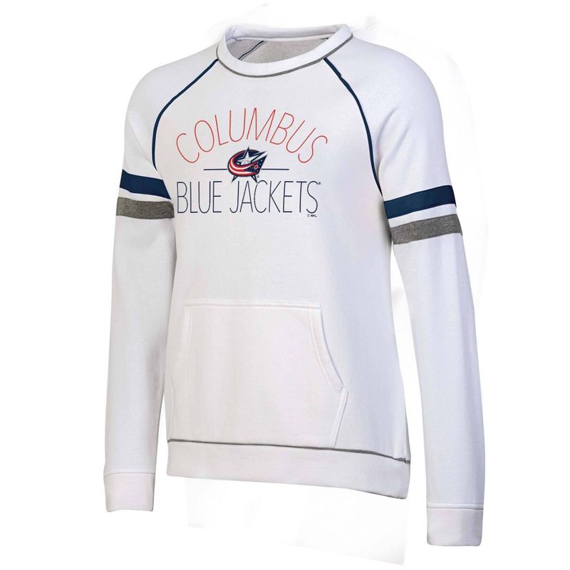 NHL Columbus Blue Jackets Women&#39;s White Fleece Crew Sweatshirt, 1 of 4