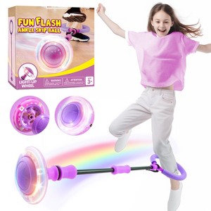 Joyfy Ankle Skip Ball - with Purple Flashing Lights, Foldable Sports Toy, Exercise Equipment for Indoor & Outdoor Play, Birthday Gift for Kids Ages 3+ - 1 of 4
