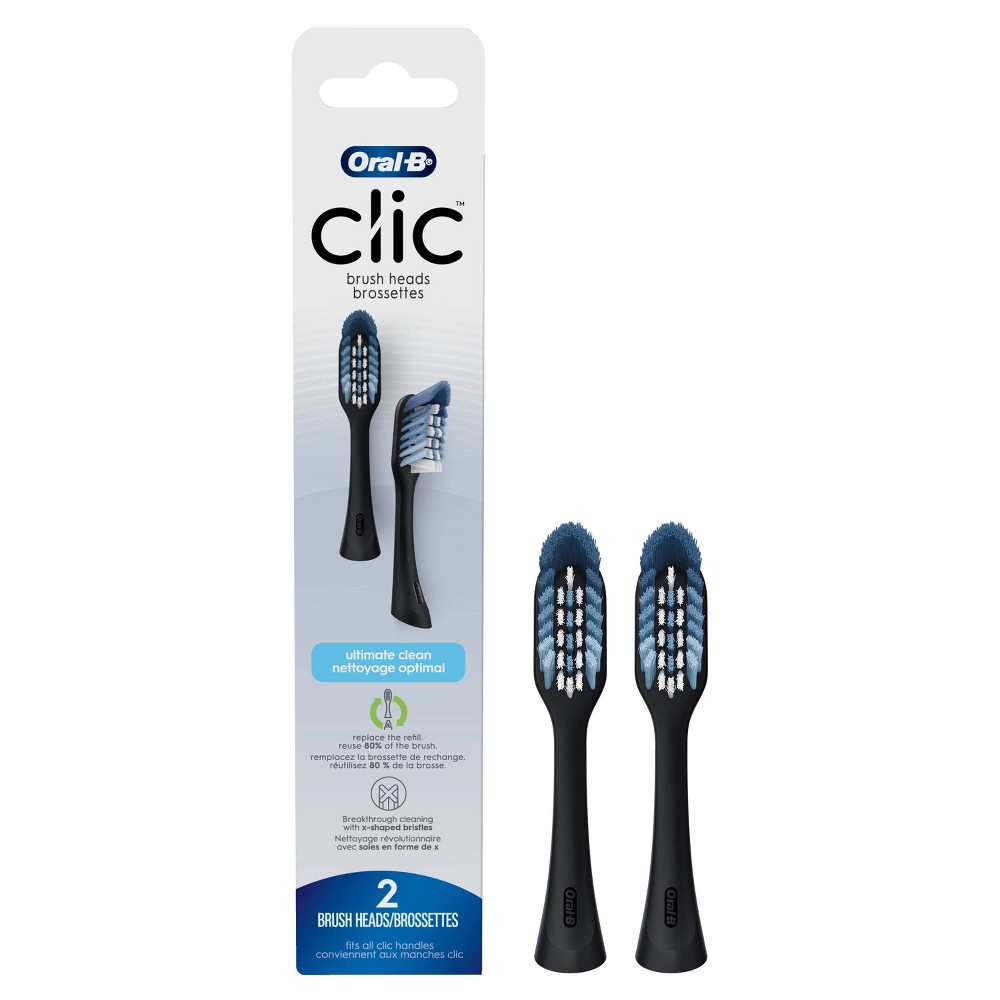 Photos - Toothbrush Head Oral-B Clic Toothbrush Ultimate Clean Replacement Brush Heads, Black - 2ct 