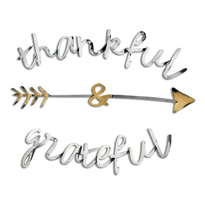 22"x15" Hand Painted 3D Wall Sculpture Thankful and Grateful Bronze- Letter2Word