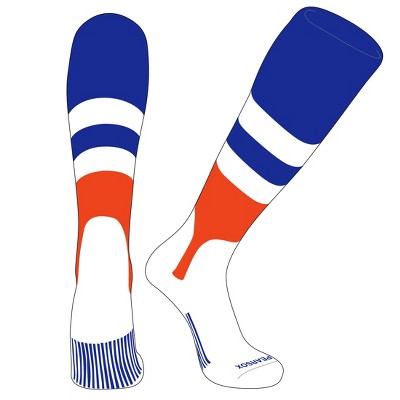 PEAR SOX OTC Baseball Softball Stirrup Socks (D, 5in) Royal, White, Orange (S)