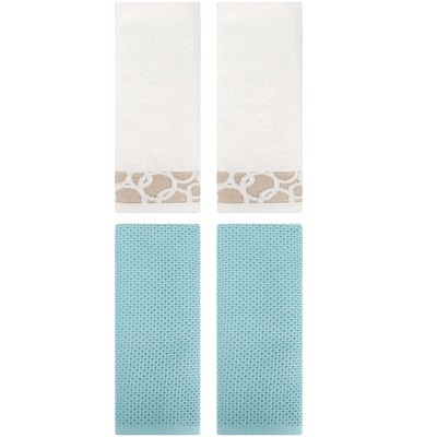 REGALWOVEN 4 Pcs Cotton Bathroom Hand Towels for Kitchen