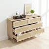 Mshliw 47.2" Rattan 6 Drawer Dresser with Wood Handles, Wide Chest of Drawers Storage Cabinet with Metal Slides and Anti-Tip Kit for Living Room - 3 of 4