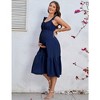 Maternity Dress Summer Ruffle Sleeve Sweetheart Neckline Sleeveless Maxi Dress Baby Shower Photoshoot - image 3 of 4