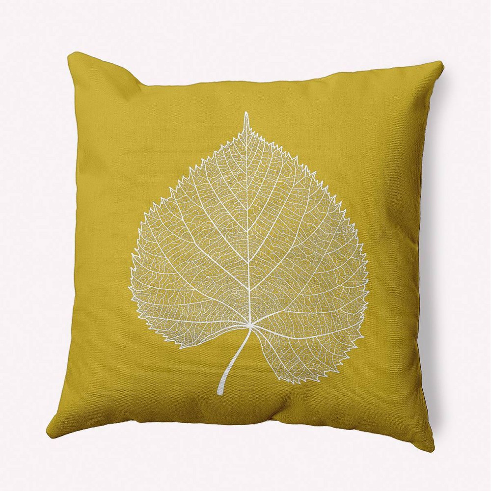 Photos - Pillow 16"x16" Leaf Study Square Throw  Mustard Yellow - e by design: Indoor Botanical Decor, Down Alternative Fill, Fall The