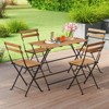 Tangkula 5 PCS Patio Acacia Wood Dining Set w/ 4 Folding Chairs Slatted Seat & Tabletop - 2 of 4