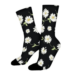 Daisy Flowers And Leaves Women Printed Crew Socks Funny Funky Socks Soft Polyester Novelty Gifts for Artists Men - 1 of 1